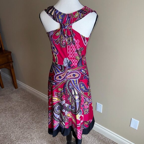 George pink colorful sleeveless summer dress with asymmetrical hem - Picture 4 of 13